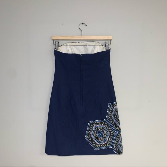 Lilly Pulitzer Dress Size 0 US Navy Blue “Honeycomb Bowen” Strapless Embroidered - Picture 5 of 15